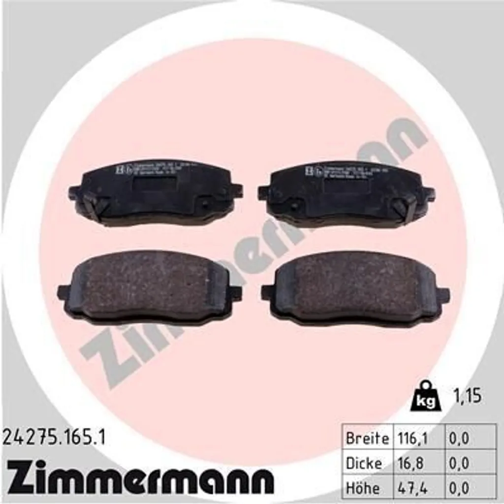 Plaquettes de Frein Haute Performance Zimmermann pour i10 et Picanto