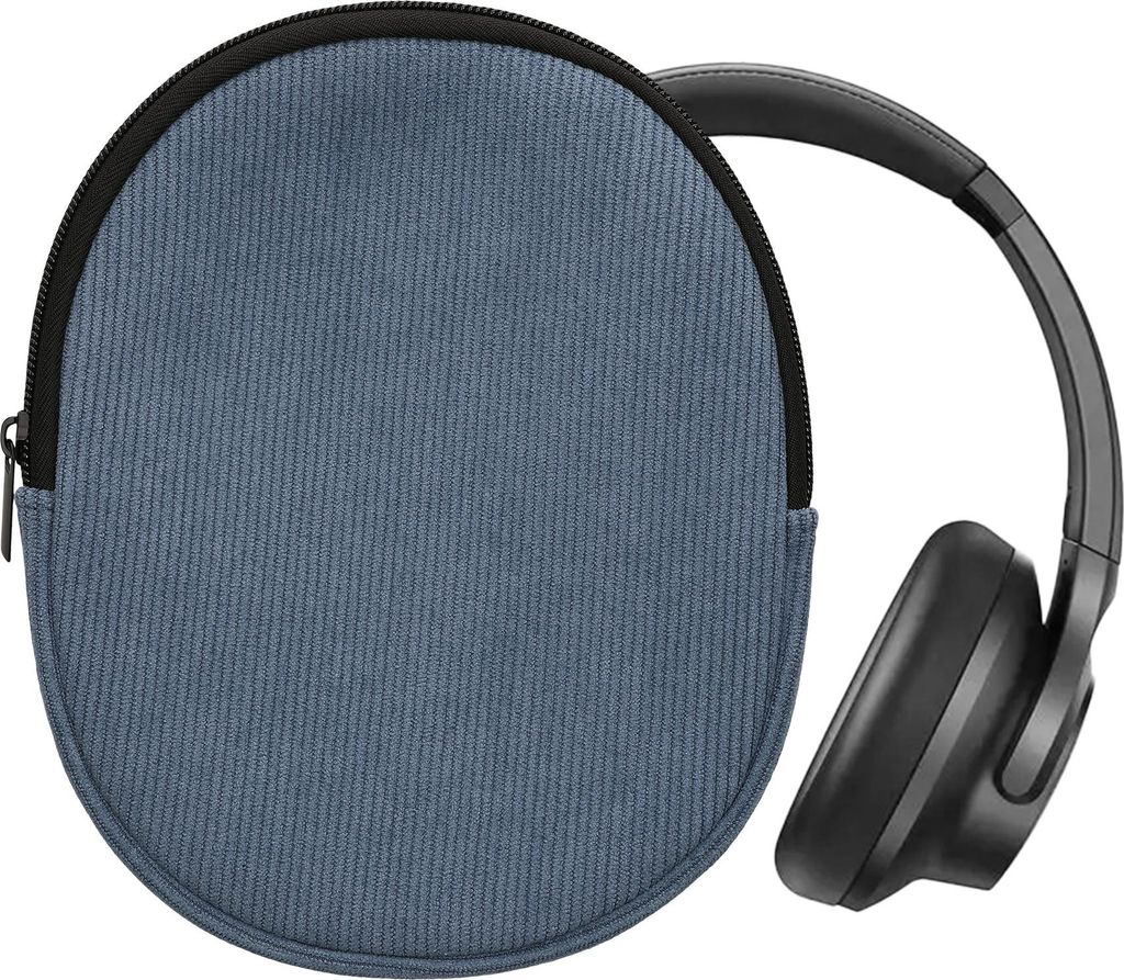 kwmobile Hülle kompatibel mit Anker Soundcore Q20i Tasche - Case für Headset aus robustem Cord und Neopren Stoff - Vintage Blue