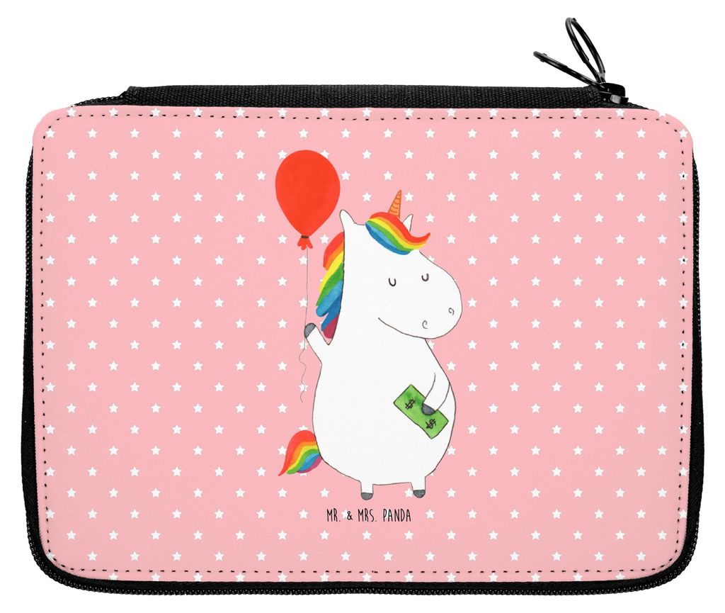 Mr. & Mrs. Panda Federmäppchen Einhorn Luftballon - Rot Pastell - Geschenk, Einhörner, Freundin, Schlampermäppchen, Mäppchen, Etui, Schlamper, ...