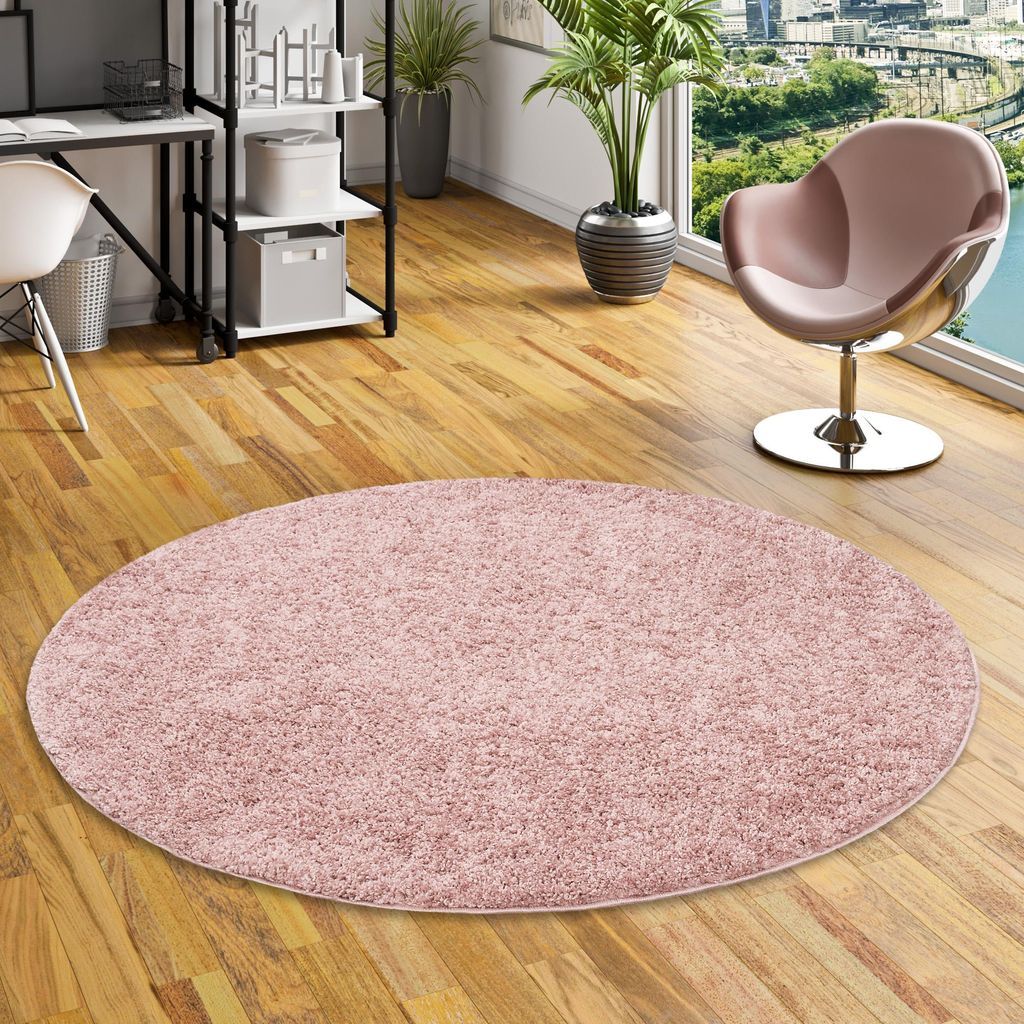 Hochflor Langflor Shaggy Teppich Aloha Altrosa Rund, Produktbild 