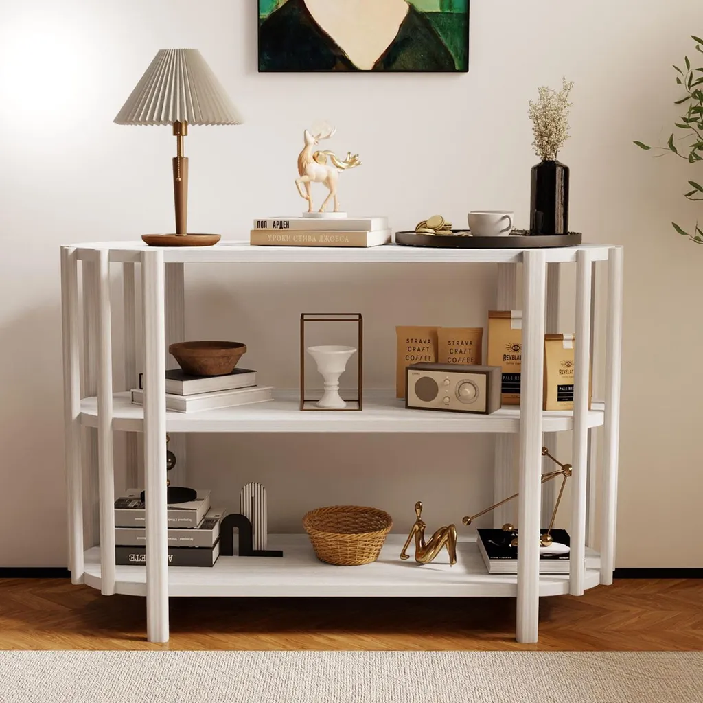 Table basse salon blanche ovale 3 niveaux idéale pour petits espaces - 6