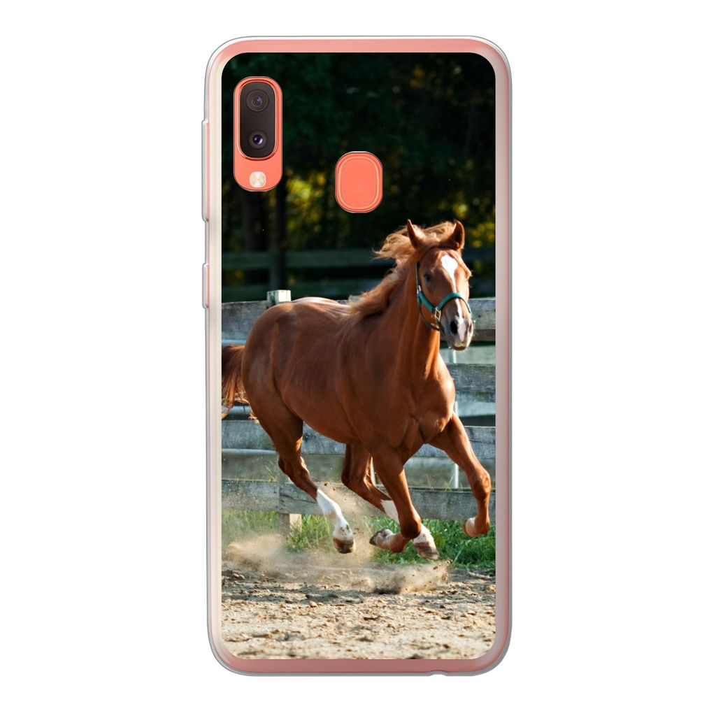 MuchoWow Handyhülle Schutzhülle Hülle für Samsung Galaxy A20e Pferd - Licht - Sand Silikon Softcase Handy Hülle - Abdeckung