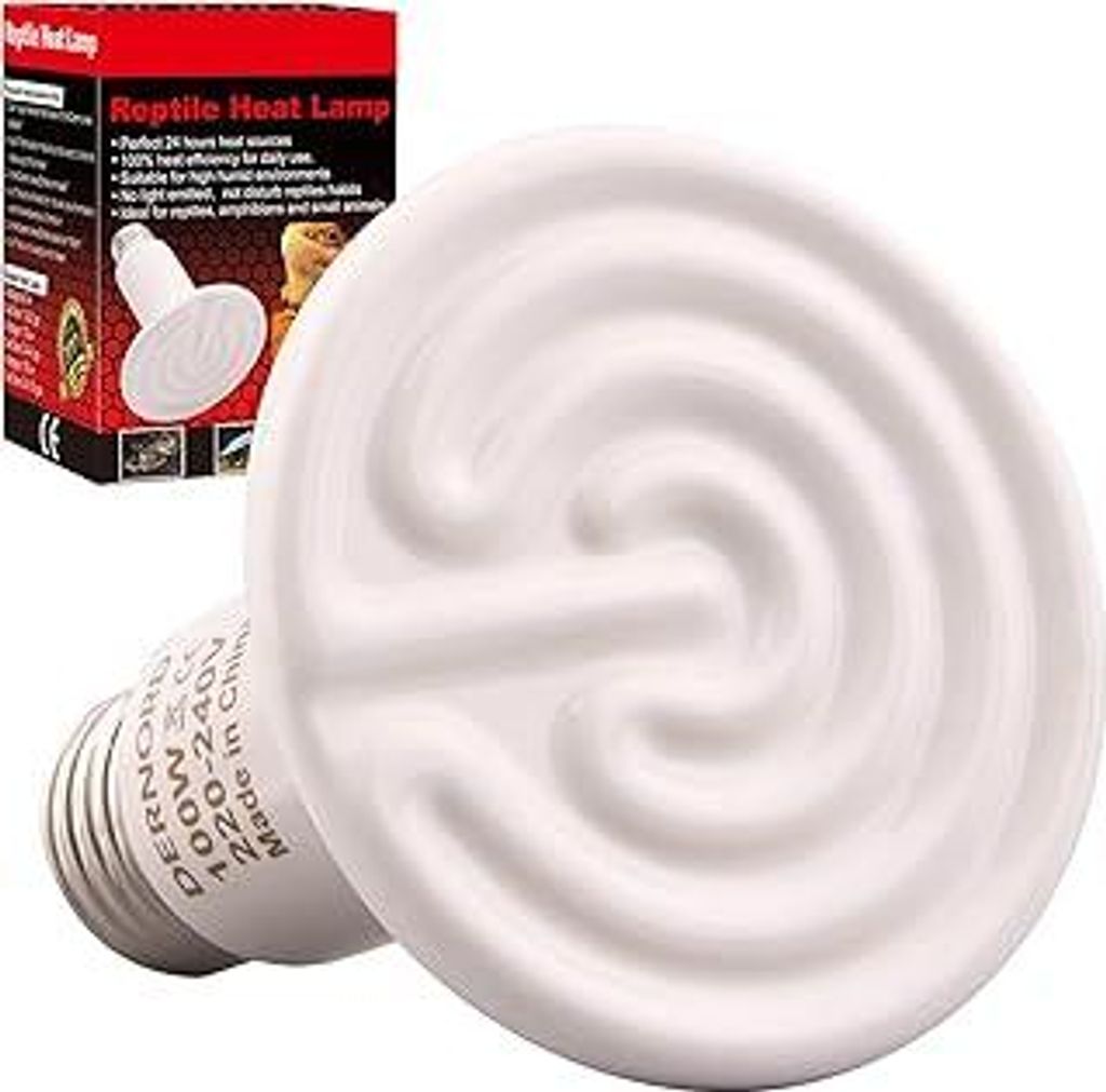 DERNORD Heizlampe E27 Wärmelampe Terrarium - 100W Keramik Heat Emitter Reptilien Dunkelstrahler Küken für Wärmelampe Schildkröten Outdoor Heiz...
