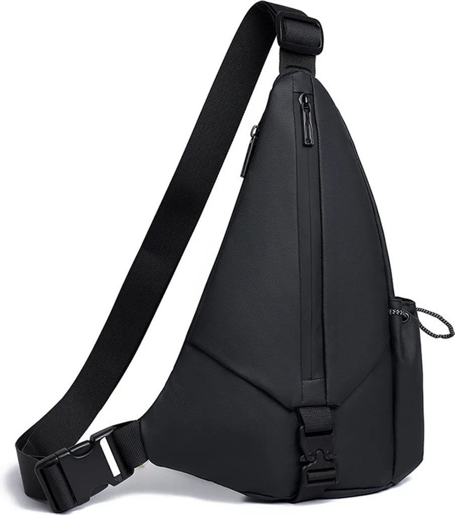 Petit sac bandoulière étanche noir en Oxford robuste pour homme moderne