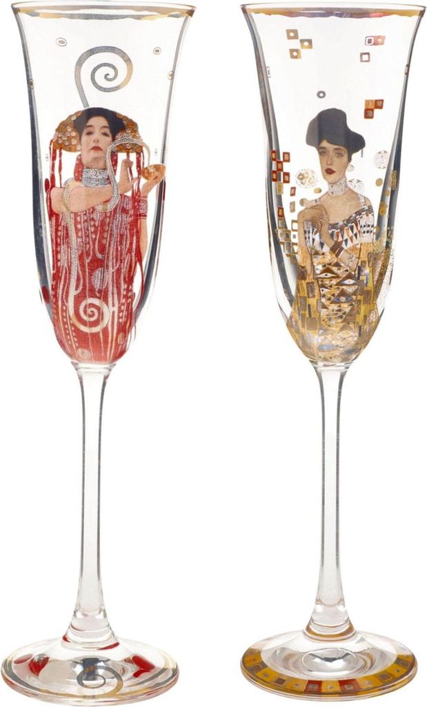2er Set Gustav Klimt Sektgläser Die Medizin + Adele Bloch-Bauer Goebel