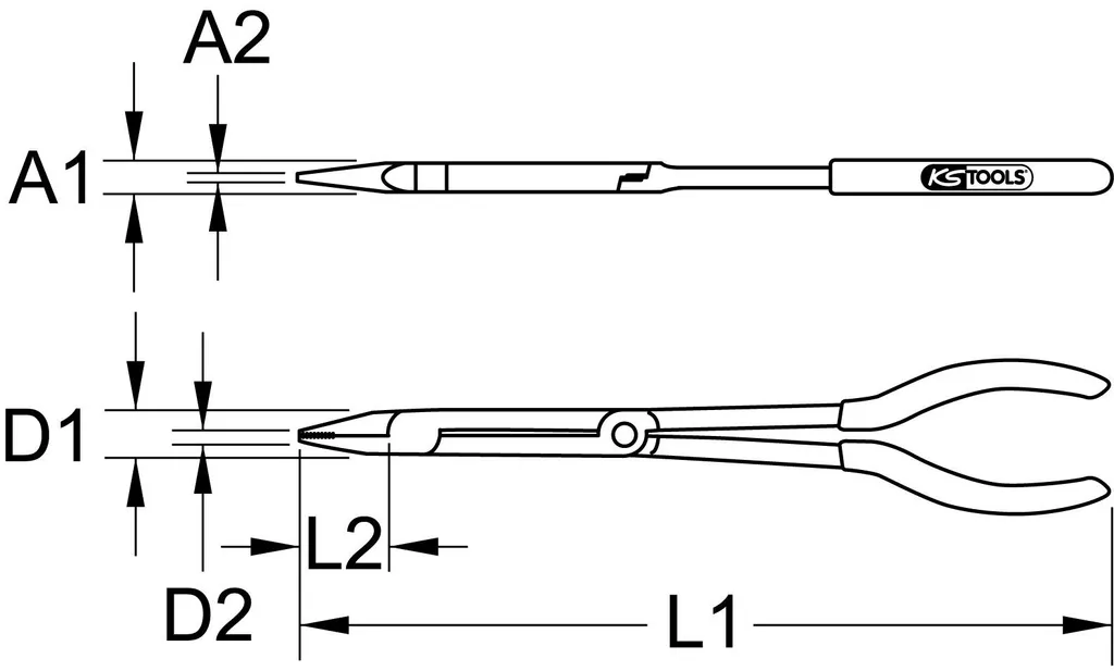 Pince plate longue XL articulée - Outil de préhension pour mécanicien