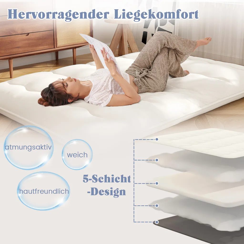 Lit d'appoint 140x200cm, matelas pliable pour invités avec sac et housse - 4