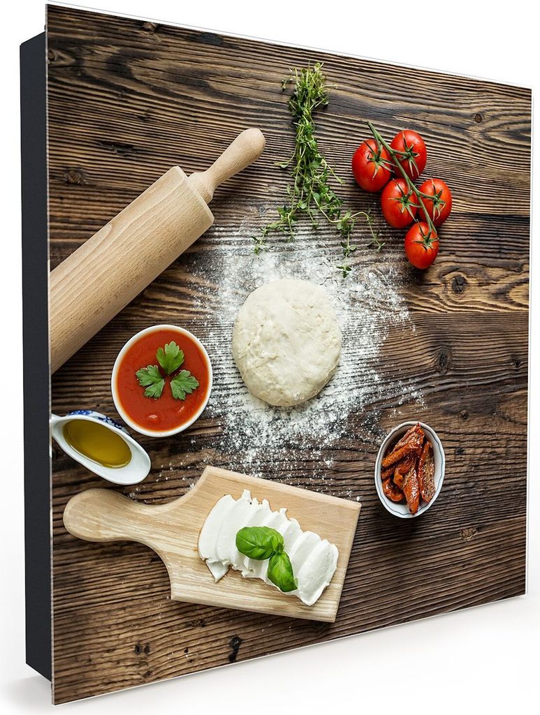 Nachbildung-Schlüsselkasten, Magnetpinnwand und Memoboard mit Glasfront Motiv Vorberitung Pizza