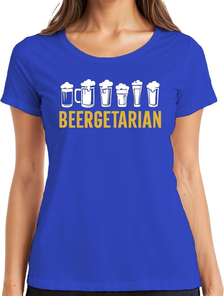Beergetarian Bierliebhaber Geschenk Bierfan Craftbeer Kneipe Damen T-Shirt, Blau, M