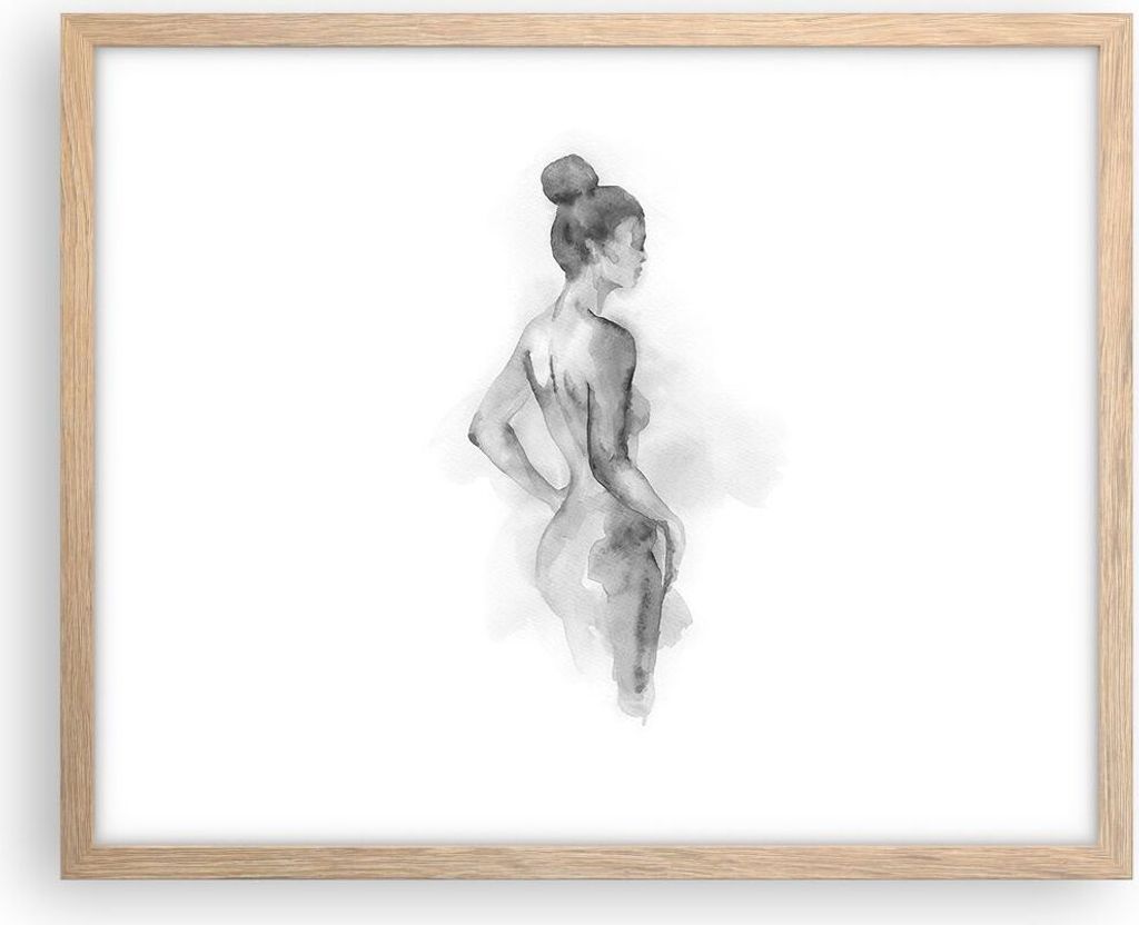Gerahmtes Poster - Rahmen in heller Eiche - Frau Körper Stück - 50x40 cm - Wand Bild - Wanddeko - Wandbilder - Kunstposter - Wandposter - Bilderr...
