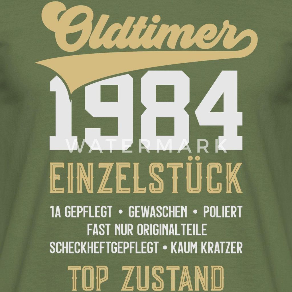 Spreadshirt 40. Geburtstag 1984 Geburtstag Geschenk Oldtimer Geschenkidee Männer T-Shirt, S, Militärgrün