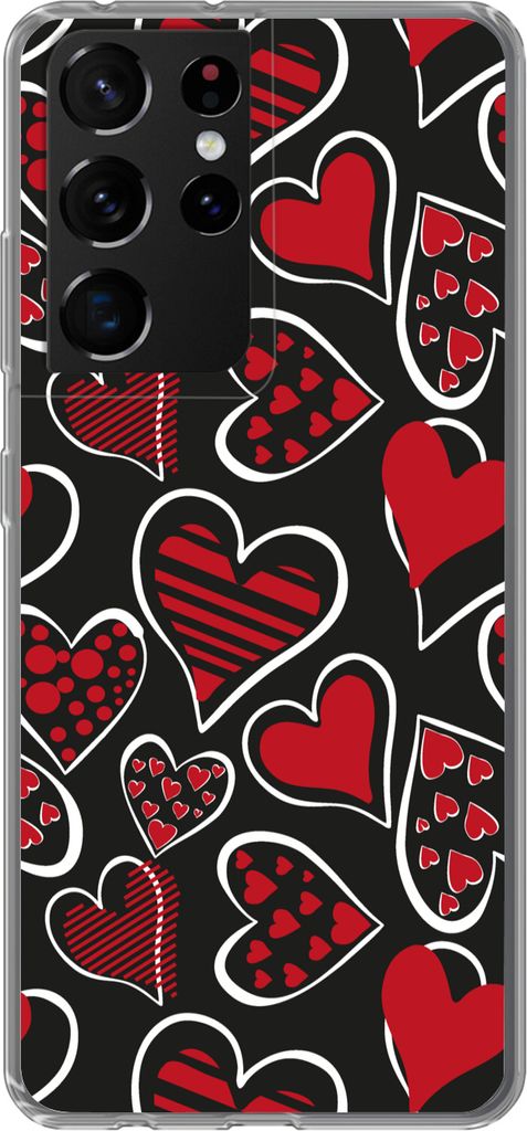 MuchoWow Handyhülle Schutzhülle Hülle für Telefoonhoesje Samsung Galaxy S21 Ultra Mädchen - Herz - Liebe - Muster - Mädchen - Kinder - Kind...