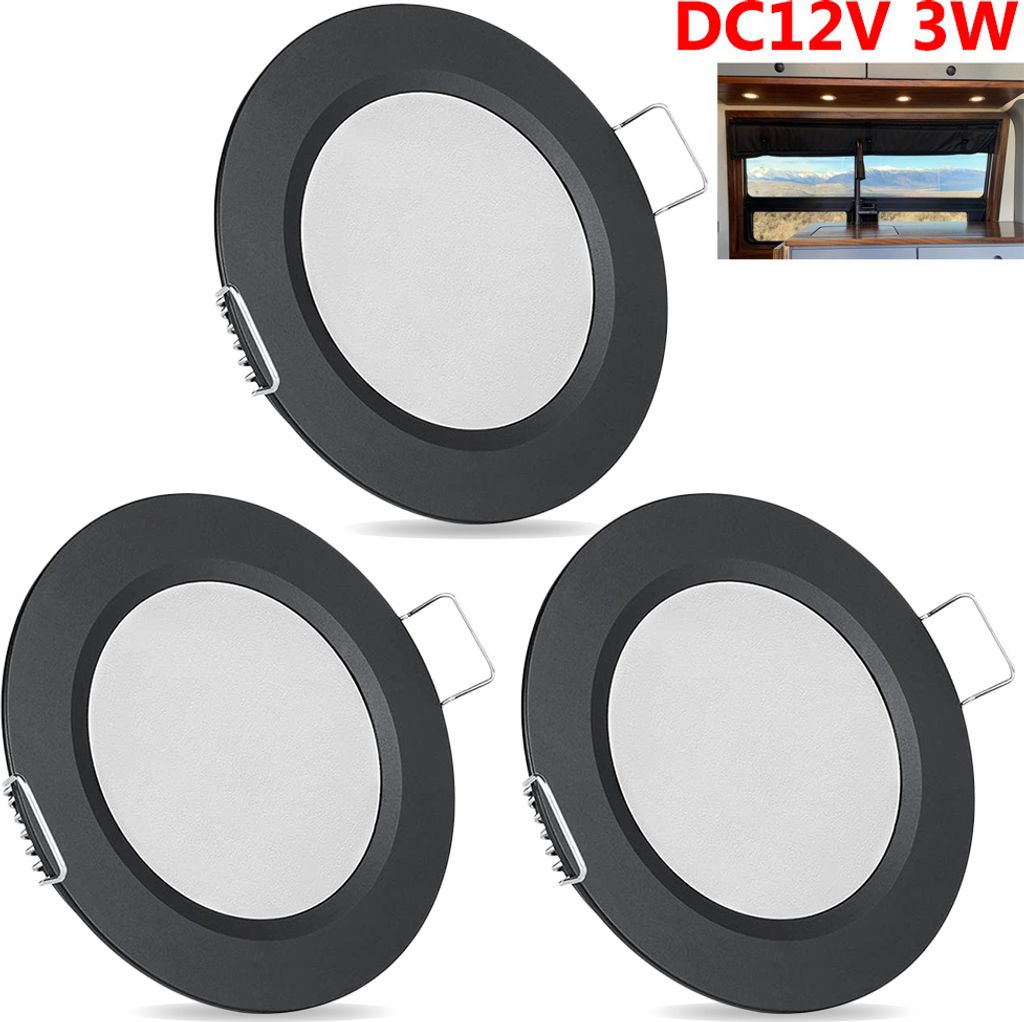 3x DC 12V LED Strahler Einbaustrahler Wohnmobil LED Spot Dimmbar, Flach LED Decken Spots,3W 15LEDs Deckenspots für RV Boot Wohnwagen Schrank,Kaltw...