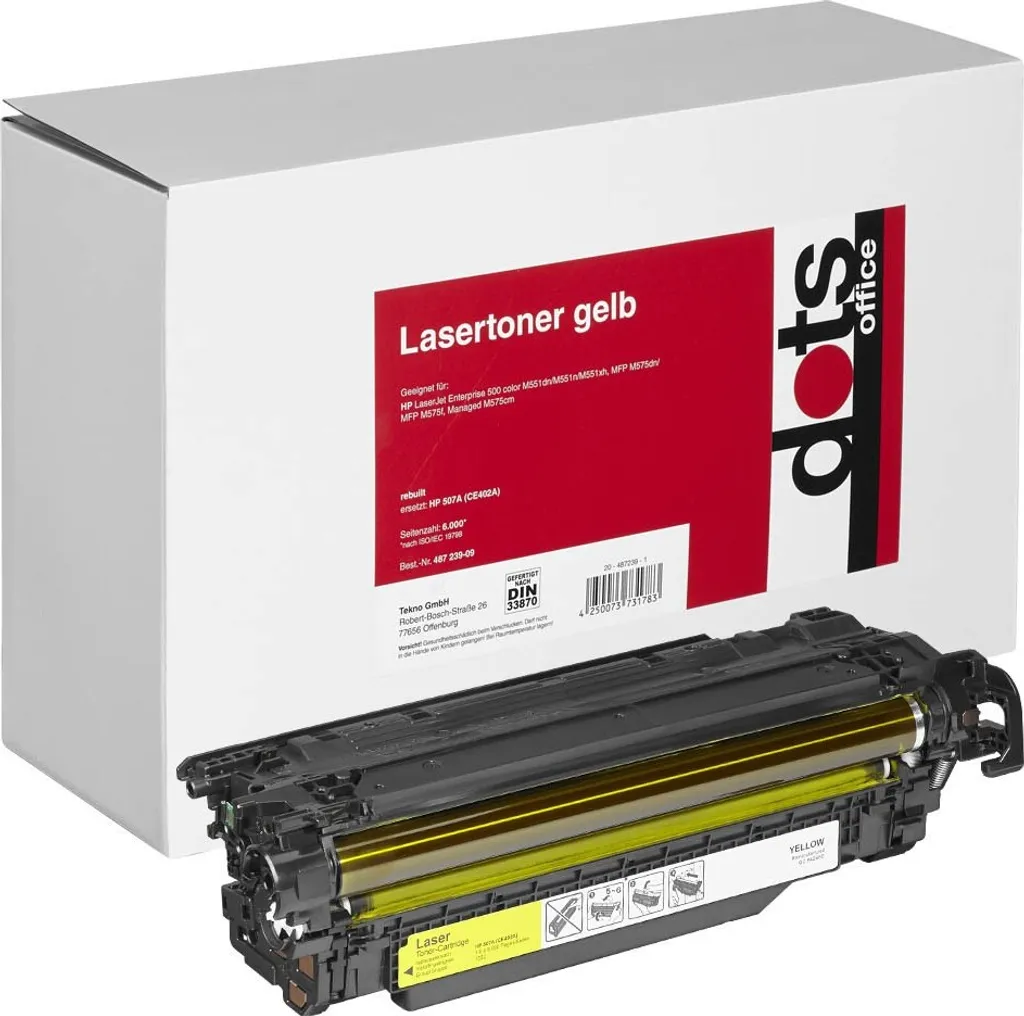 Toner Dots 1232,0009 Jaune Haute Capacité pour HP 507A CE402A