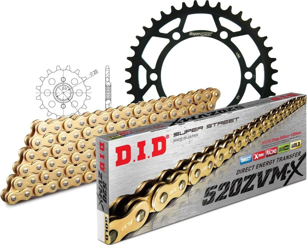 Kit Stahl passend für Kawasaki EL252 F Eliminator 97-03 14-40-112 DID520ZVM-X(G&G) Endlos