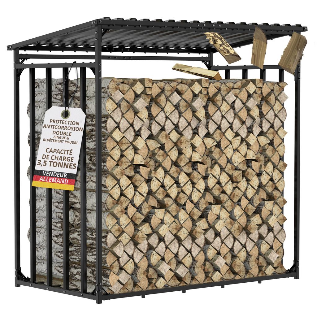 Étagère à bois extérieure 185 x 185 cm 1m de profondeur Image du produit 