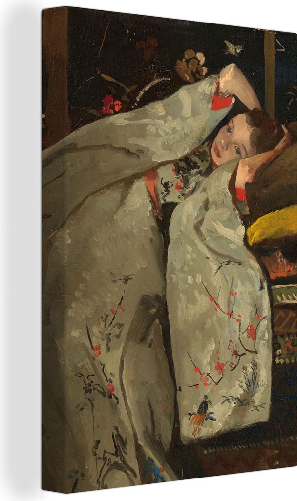 OneMillionCanvasses - Leinwandbilder - 90x140 cm, Mädchen im weißen Kimono - Gemälde von George Hendrik Breitner, Wandbilder Kunstdruck Wandde...