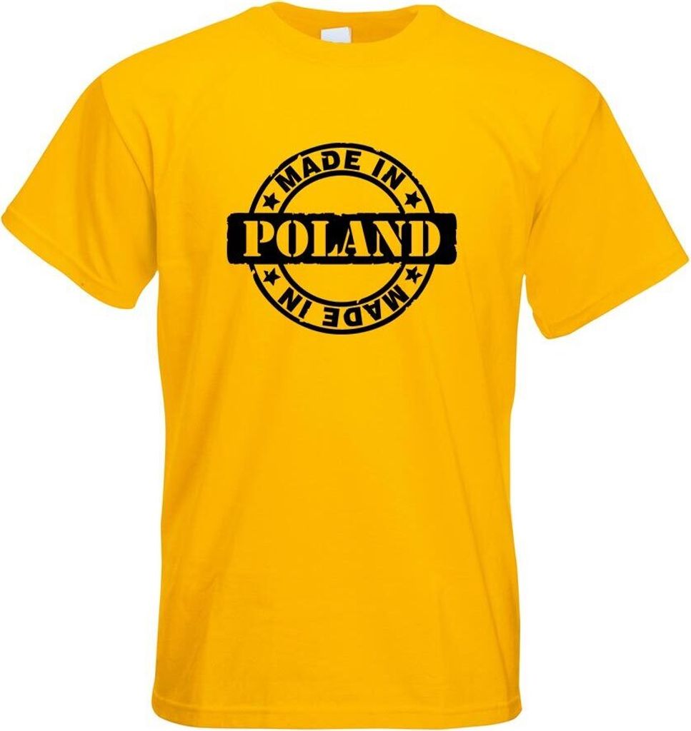 Kiwistar - T-Shirt - gelb - Poland Motiv Bedruckt Funshirt Design Print - mit Motiv Bedruckt - Funshirt Design - Sport - Freizeit - Herren - XL