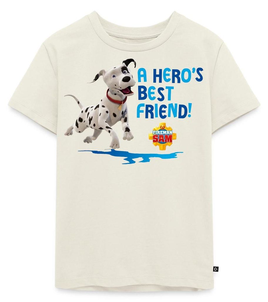 Spreadshirt Feuerwehrmann Sam Dalmatiner Schnuffi Süß Kinder Premium T-Shirt, 110/116 (4 Jahre), Naturweiß