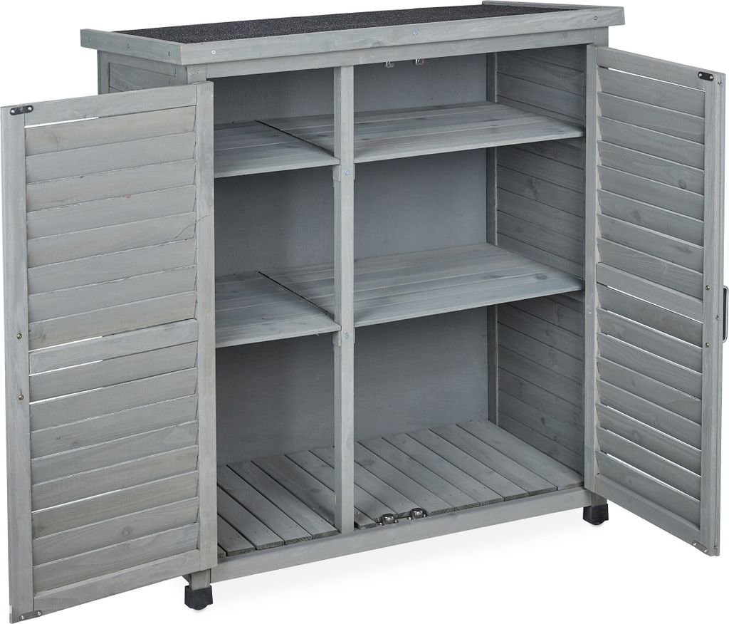 relaxdays Grauer Gartenschrank 3 Fächer Produktbild 11