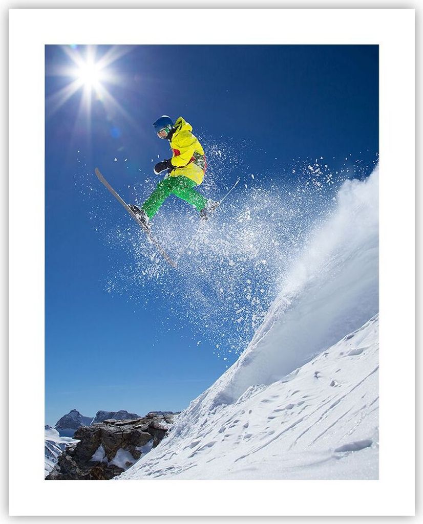 Poster - Poster ohne Rahmen - Ski Winter Schnee Berg - 40x50 cm - Wand Bild - Wanddeko - Wandbilder - Kunstposter - Wandposter - Bilder - Kunstdruc...