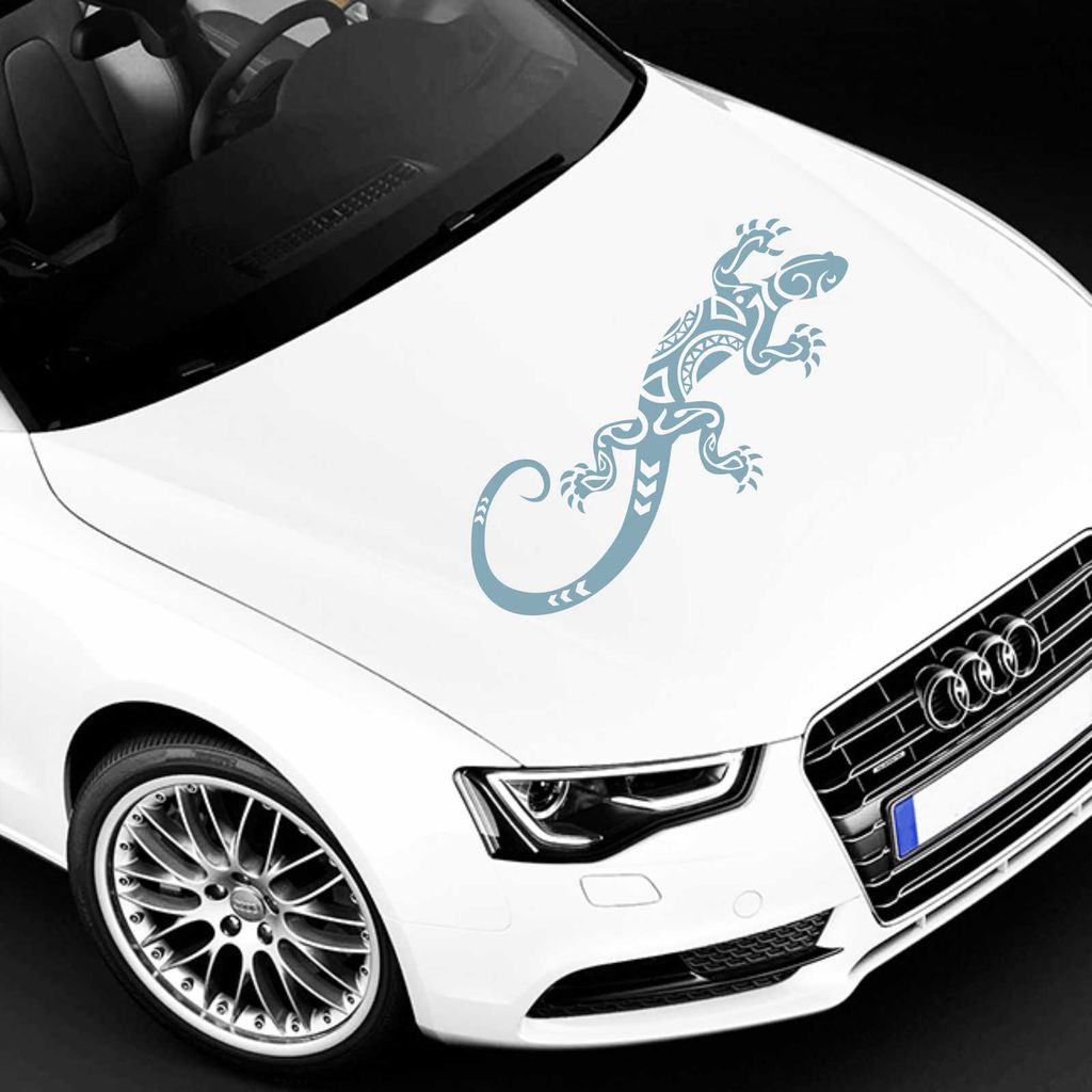 Aufkleber - Autoaufkleber "Abstrakt Gekko" 30cm x 12cm pastelltürkis - Tuning Carystyling Heckscheibe Auto