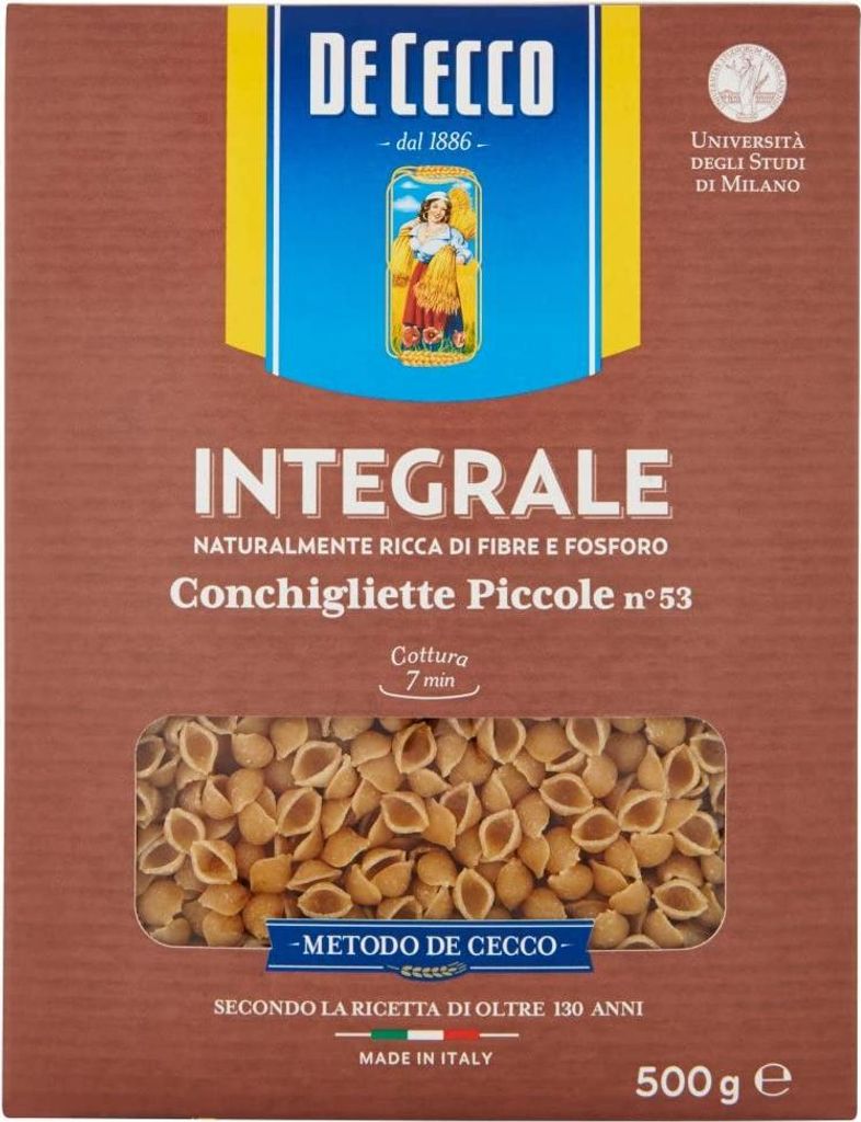 10x De Cecco Conchigliette Piccole n°53 Integrali Vollkornnudeln Vollkorn Pasta 500g Packung + Italian Gourmet polpa 400g