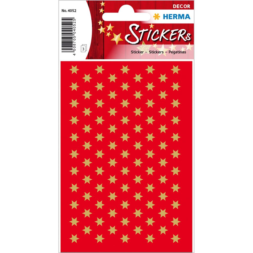 HERMA Weihnachts-Sticker DECOR "Sterne" 6 mm gold 3 Blatt à Produktbild 