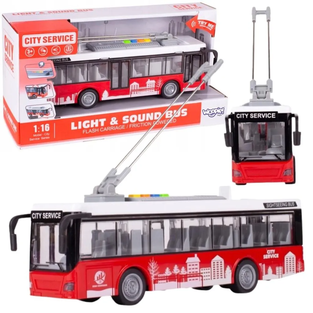 Trolleybus Woopie interactif électrique 1:16 avec effets sonores et LED
