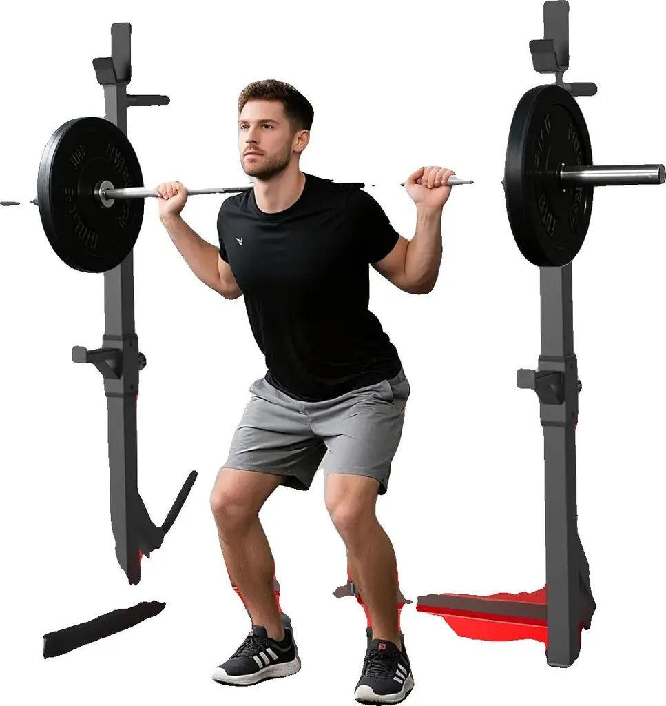 Support Squat Musculation Charge 250kg Hauteur Réglable Acier Renforcé