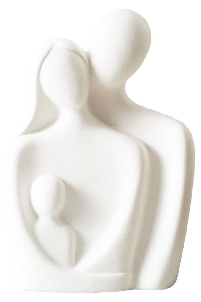 Keramik-Pärchenfigur: Umarmende, küssende Liebende – Romantische Herzskulptur für TV-Ständer und Regale – Geschenk zum Hochzeitstag oder Va...
