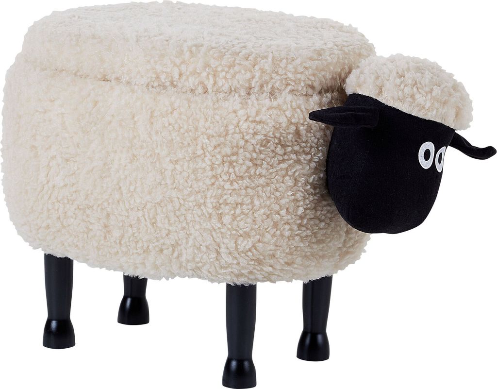 BELIANI Hocker für Kinder Holz Polyester Hellbeige Produktbild 