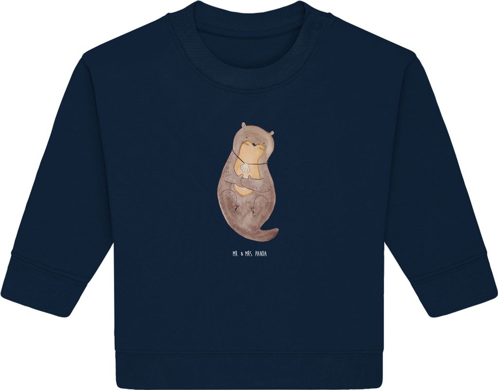 Mr. & Mrs. Panda Organic Baby Pullover Otter Muschel 12. - 18. Monat - French Navy - Geschenk, Träumen, Büro, Bullover, Seeotter