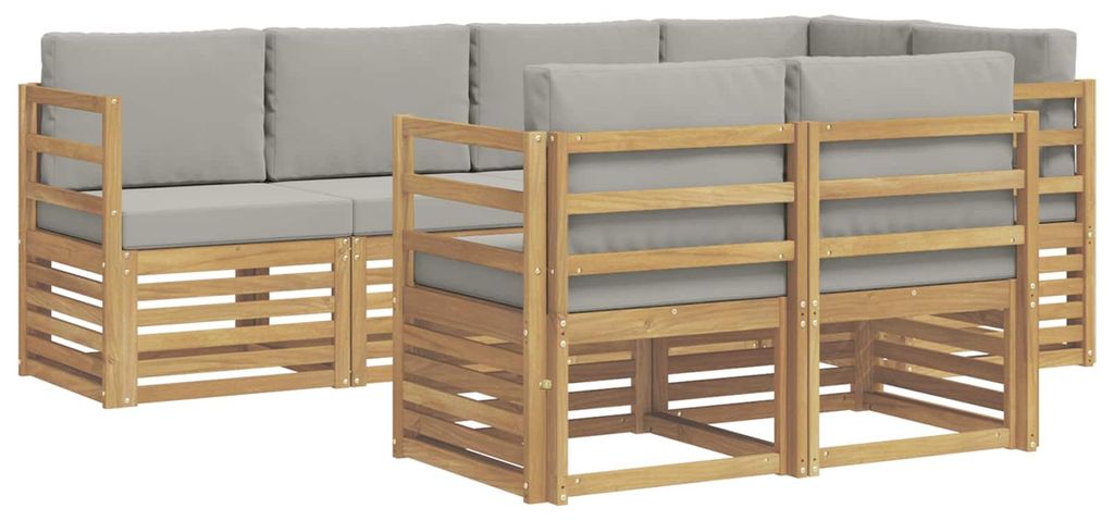 vidaXL Outdoor-Sofagarnitur 7 pcs Weiß und Hellgrau