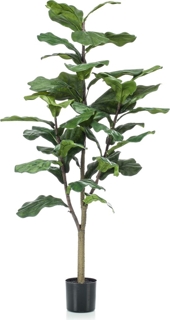 Green boutiQ - Kunstpflanze - Ficus Lyrata - Tabaksplant - 120 cm - Grün - Pflegeleicht - Hohe Qualität