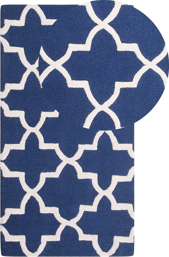 BELIANI Teppich Blau 80 x 150 cm mit marokkanisches Muster Kurzflor Rechteckig Klassisch