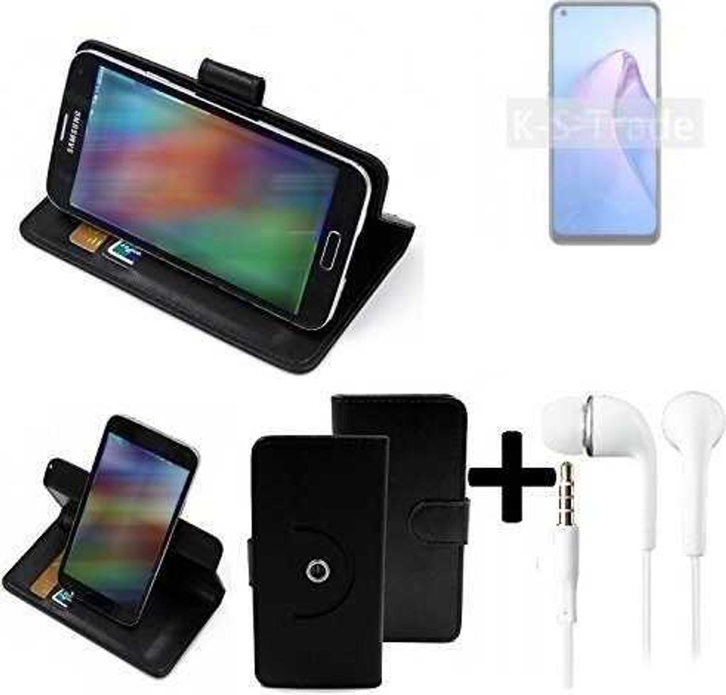 K-S-Trade Handy Hülle Schutz Hülle + Kopfhörer kompatibel mit Oppo Reno8 Z 5G Handyhülle Flipcase Smartphone Cover Handy Schutz Tasche Walletcase