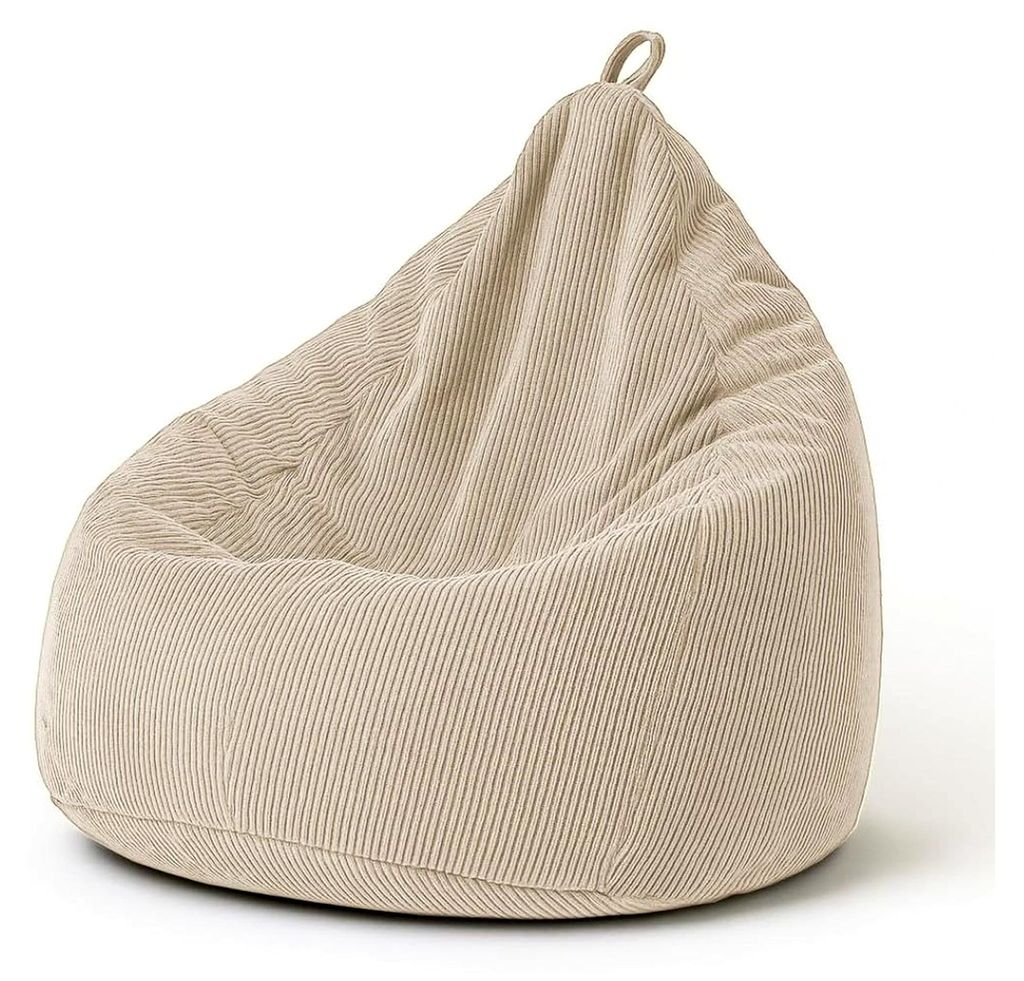 Sitzsack aus Cord mit EPS-Füllung - Sitzkissen - Bequemer Sitzsack (Creme, 65x85)