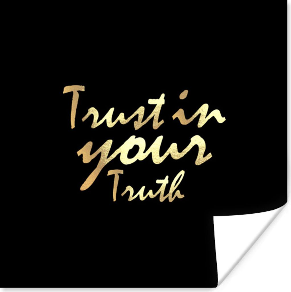 MuchoWow Poster Zitat - Vertrauen - Gold 75x75 cm - Wand Dekoration