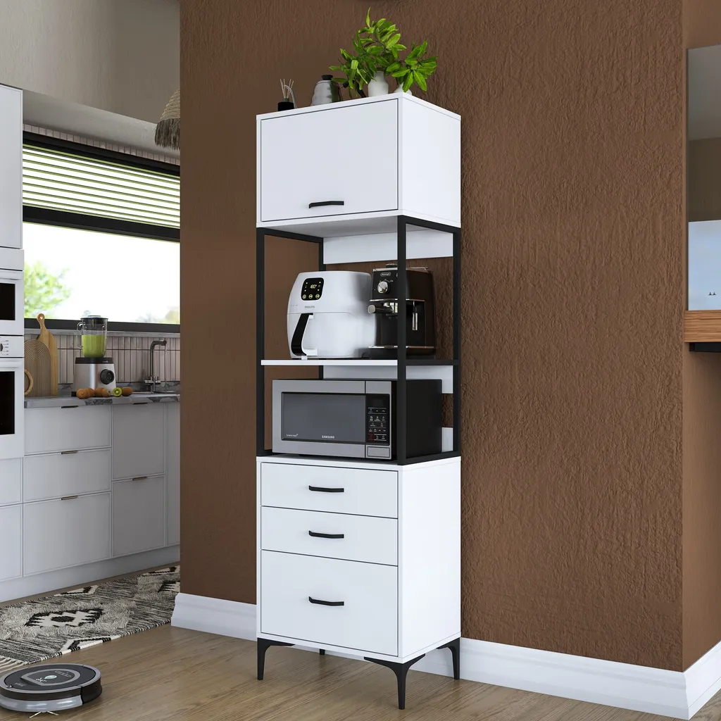 Meuble de Rangement pour Bureau ou Entrée Blanc 198 cm Skye Decor JE135