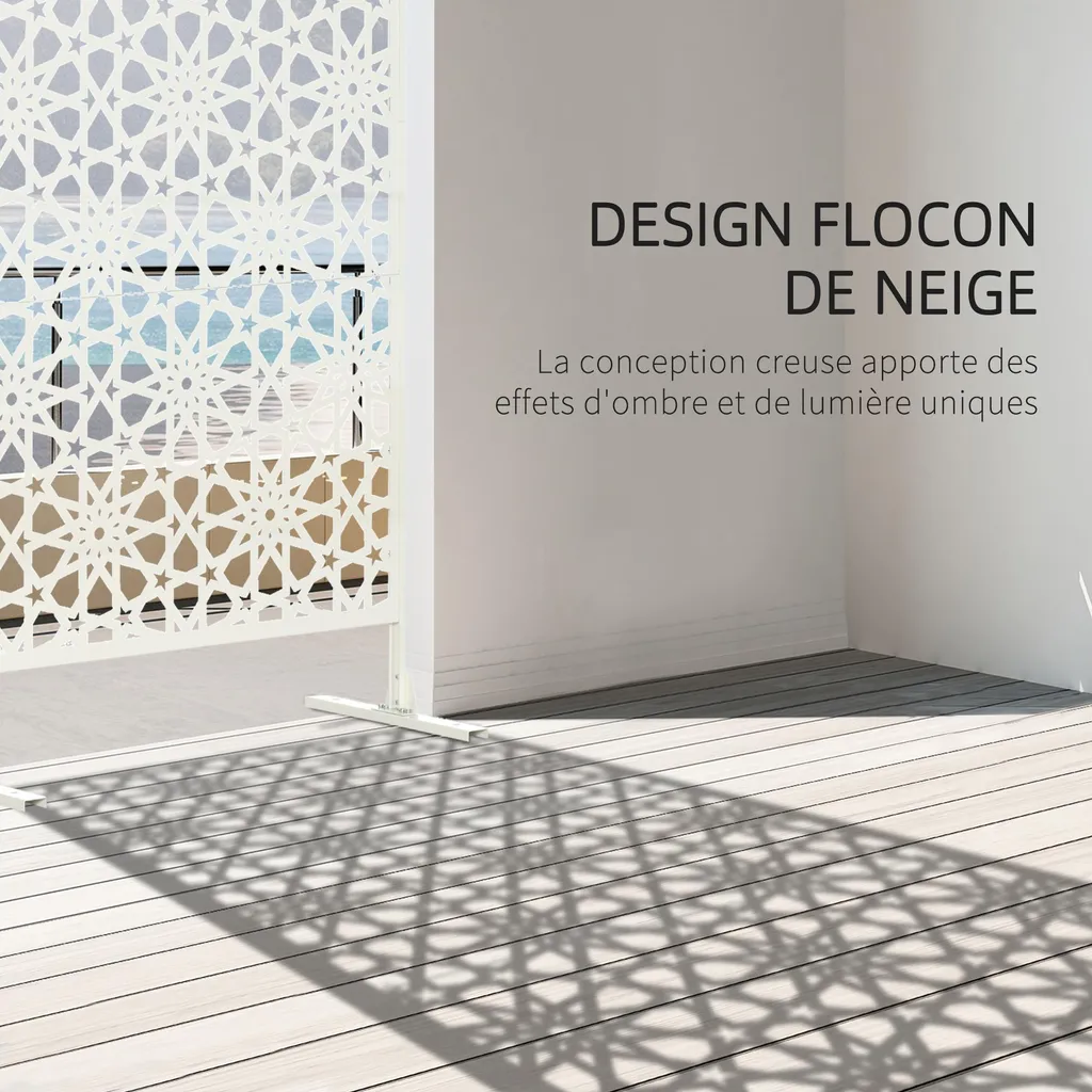 Claustra extérieur décoratif en métal blanc ajouré - Format 92x198 cm