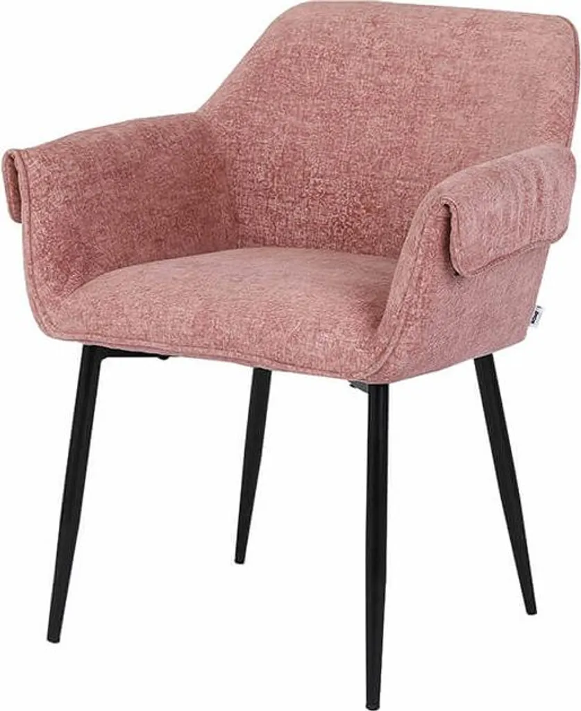 Chaise design moderne CHENO rose en tissu chenille doux, lot de 2 pièces