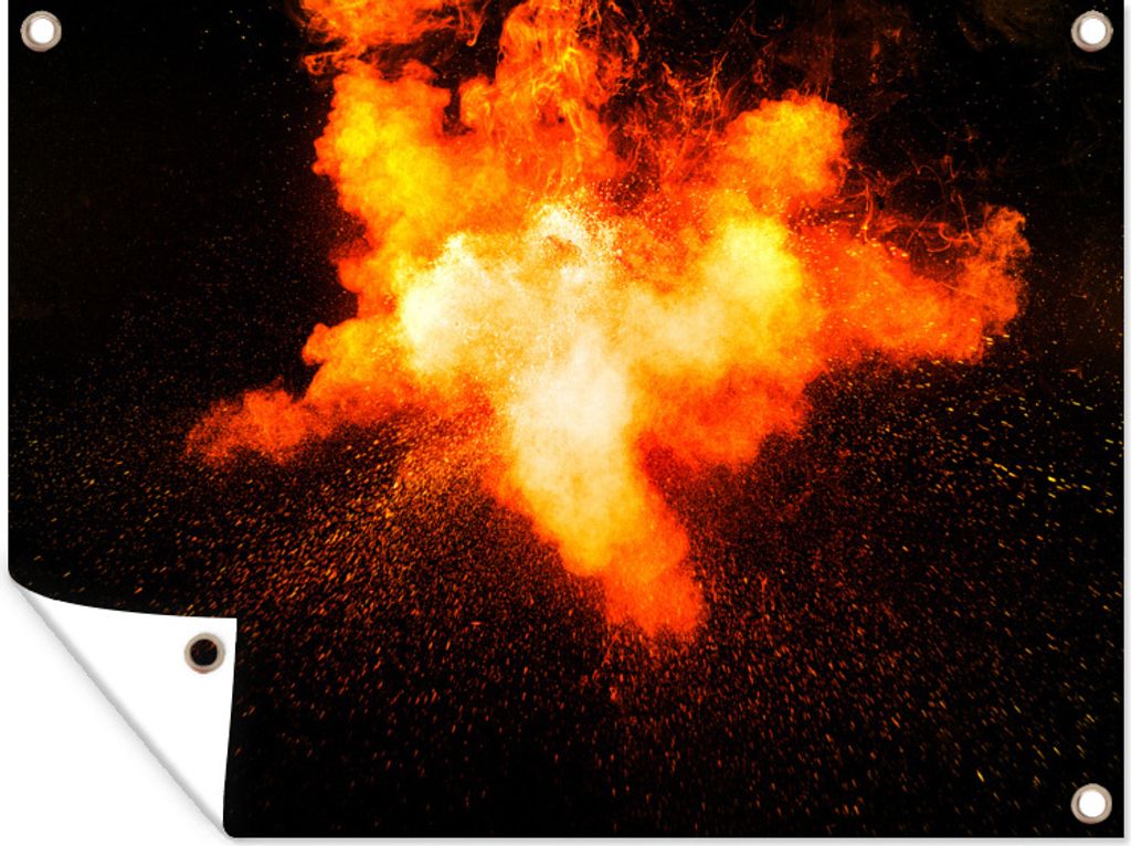 MuchoWow 40x30 cm Outdoor-Poster Gartendeko Sichtschutz Garten Poster für den Garten Eine Explosion eines Feuers mit schwarzem Hintergrund