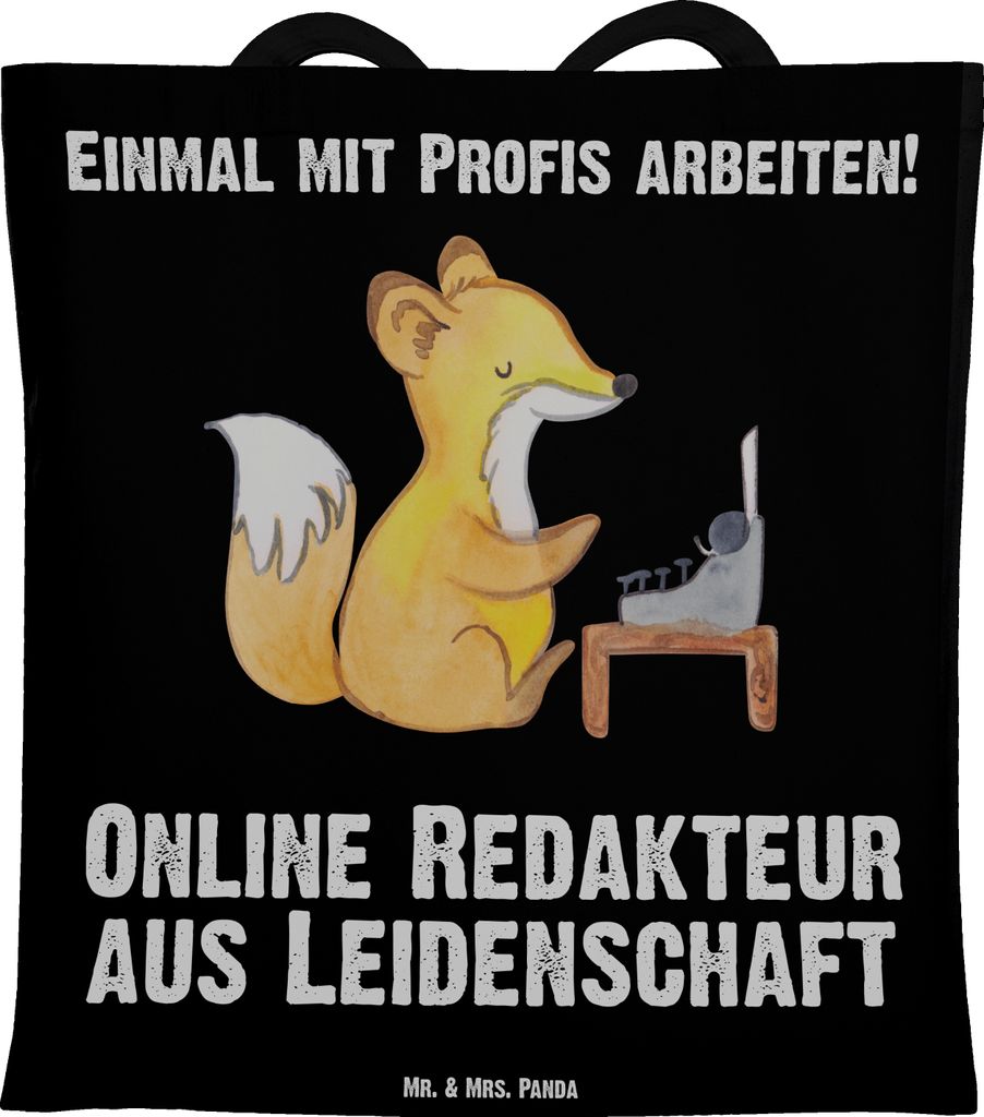 Mr. & Mrs. Panda Schultasche Online Redakteur Leidenschaft - Schwarz - Geschenk, Tote Bag, Shopping Tasche, Uni, festivaltasche