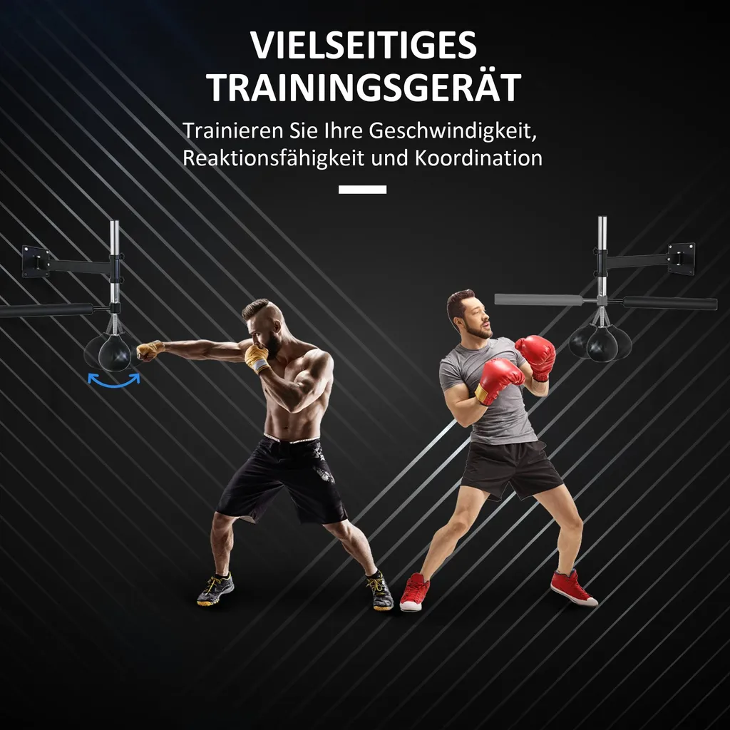 HOMCOM Support de Boxe Mural Pliable avec Barre Rotative et Speedball - 4