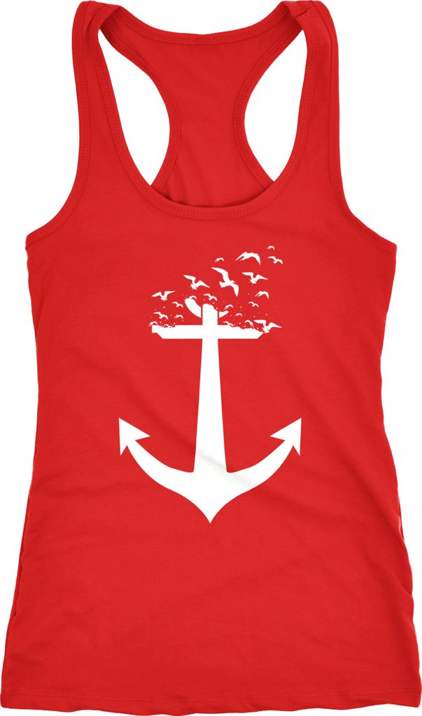 Damen Tank-Top Anker Vögel Anchor Birds Racerback Neverless rot S