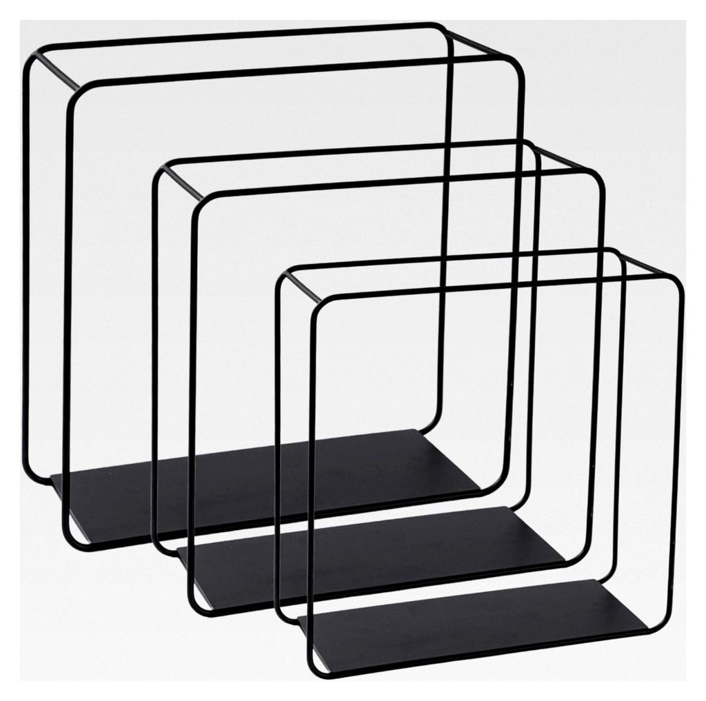 Wandregal Metall 3er Set, Schwarz, Hängeregal, 3-teilig, Würfelregal, Schrankregal, Wanddeko und Ablage für Wohnzimmer, Küche, Badezimmer, Schl...