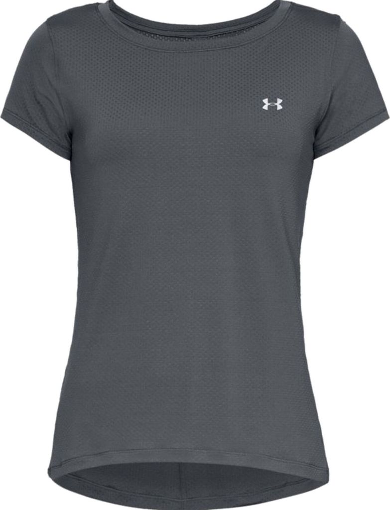 Under Armour HG Armour SS Damen Fitness-Sport-T-Shirt mit kurzen Ärmeln, Grau, Größe L MIT