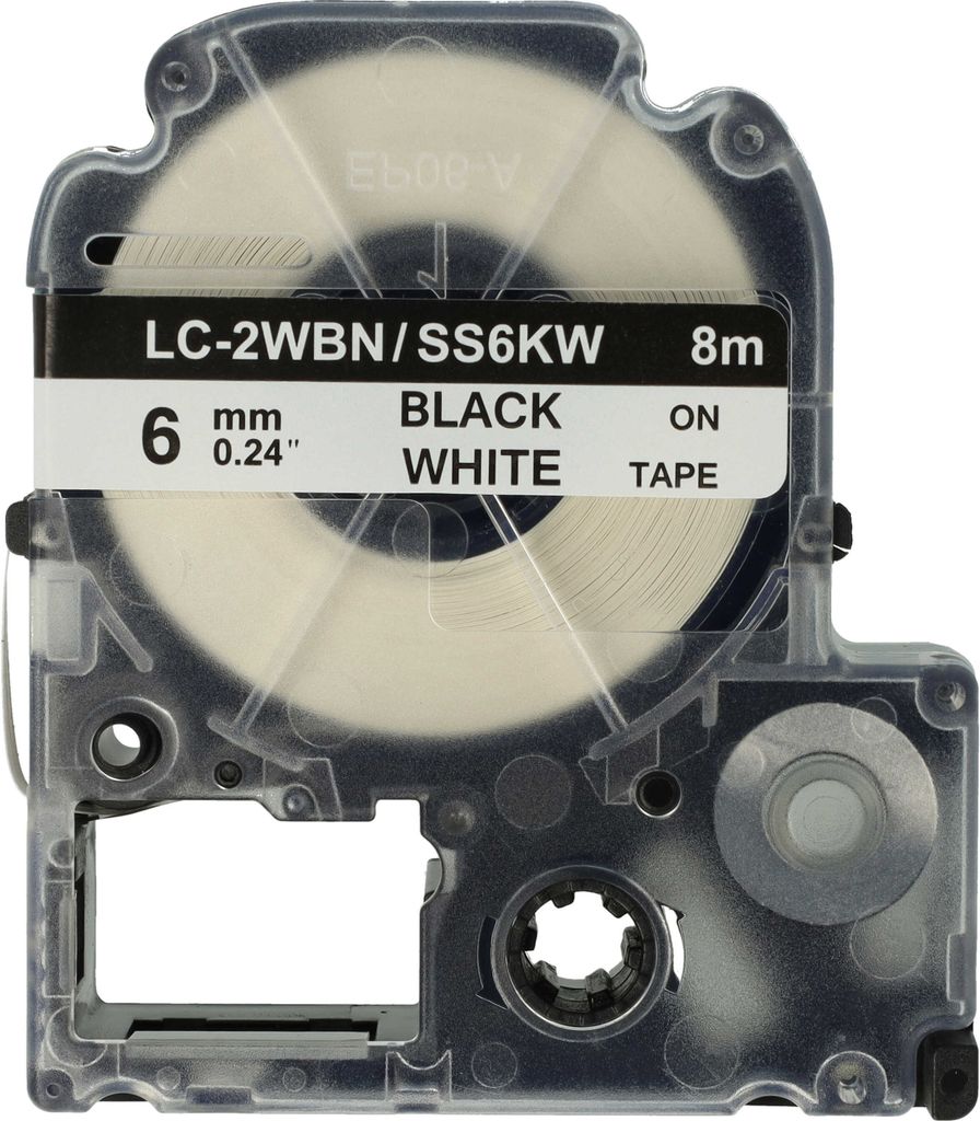 vhbw Schriftband-Kassette kompatibel mit KingJim SR3900C, SR150, SR3700P, SR330, SR300TF, SR180, SR230C Etiketten-Drucker 8m x 6mm Schwarz auf Weiß