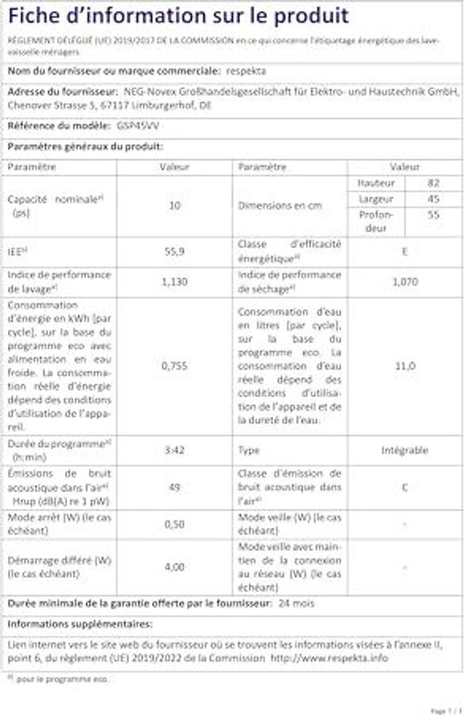 Respekta Spülmaschine vollintegriert 45 Produktbild 12